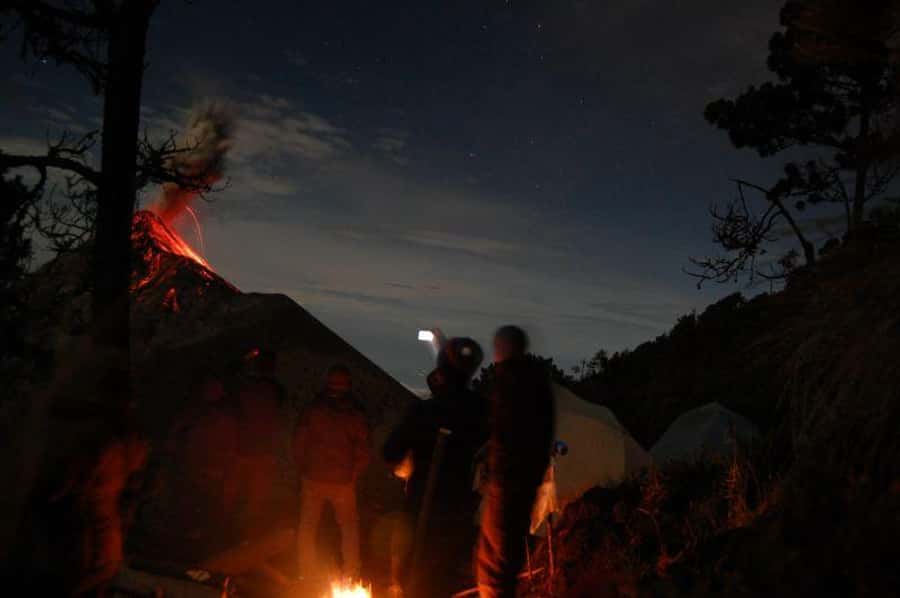 1 Day Acatenango Volcano Hike from Antigua - Summit views and watching Volcan Fuego about 4 km away