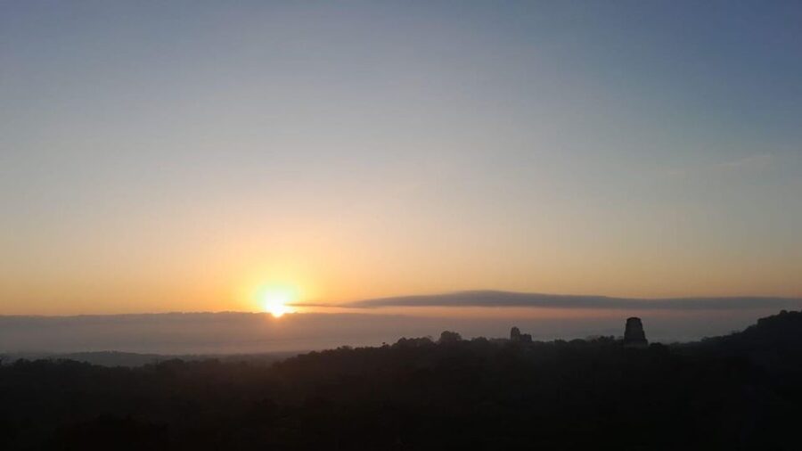 From Flores: Tikal Sunrise Archaeological Tour - The Lost World Viewpoint: When Tikal Becomes a 360-Degree Scene